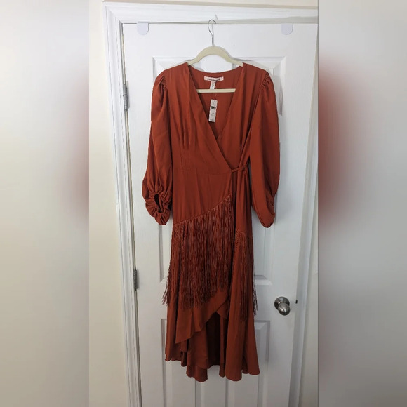 NWT Anthropologie Hutch Fringe Wrap Dress Size Medium Petite - Picture 8 of 9